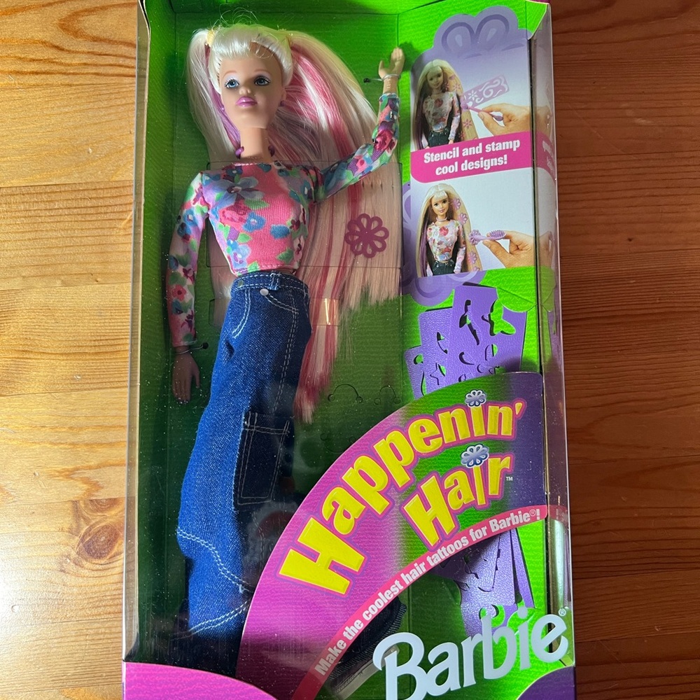 Barbie Happenin' Hair Doll with Blonde and Pink Streaks NIB